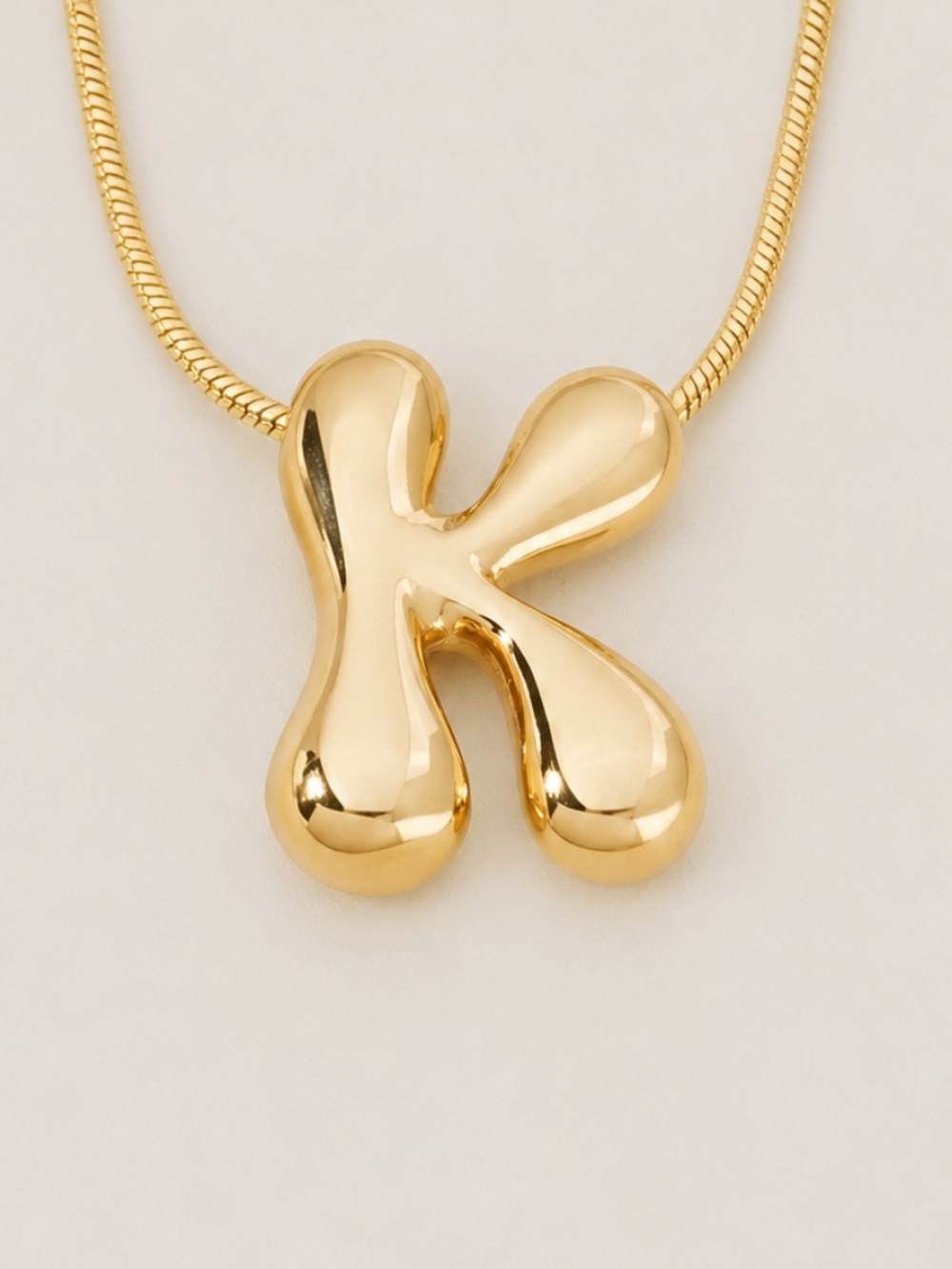 New! Gold Bubble Monogram Initial Letter Necklace NWOT